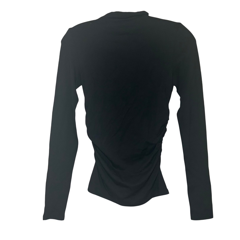 NWT Madewell Ruched Mockneck Long-Sleeve Top black women's XS Classic minimal 90